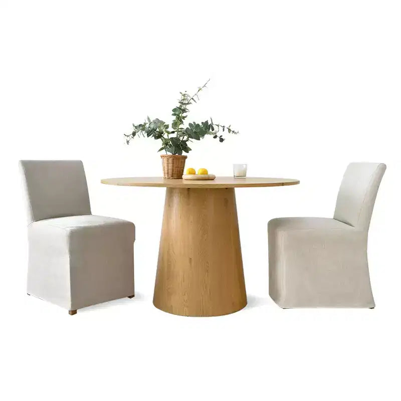 3-Piece Dining Room Table and Chair Set, 35 Round Table with Upholstered Slipcover Chairs for Breakfast Nook or Small Space-Panipeachy