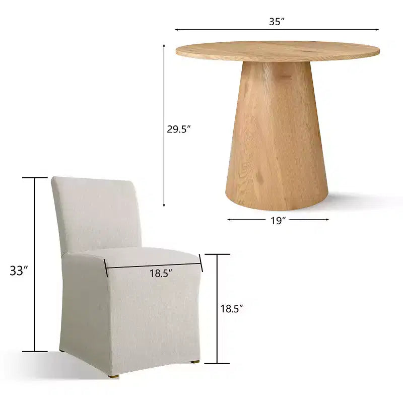 3-Piece Dining Room Table and Chair Set, 35 Round Table with Upholstered Slipcover Chairs for Breakfast Nook or Small Space-Panipeachy