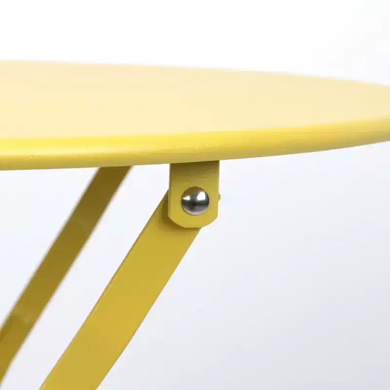 1 set of metal 3-piece set of terrace pub balcony metal chairs and tables yellow