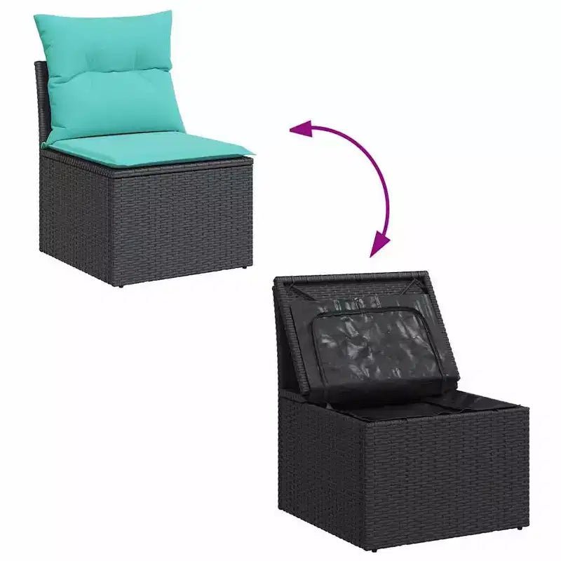 vidaXL 15-delige loungeset voor de tuin met kussens, zwart polyrotan en acaciahout