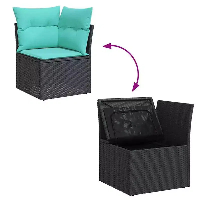 vidaXL 8 Piece Patio Sofa Set with Cushions Gray Poly Rattan Acacia