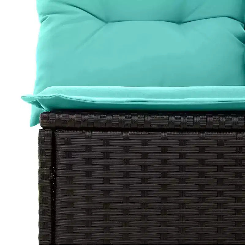 vidaXL Garden Sofa Set with Cushion 3 pcs Black Poly rattan