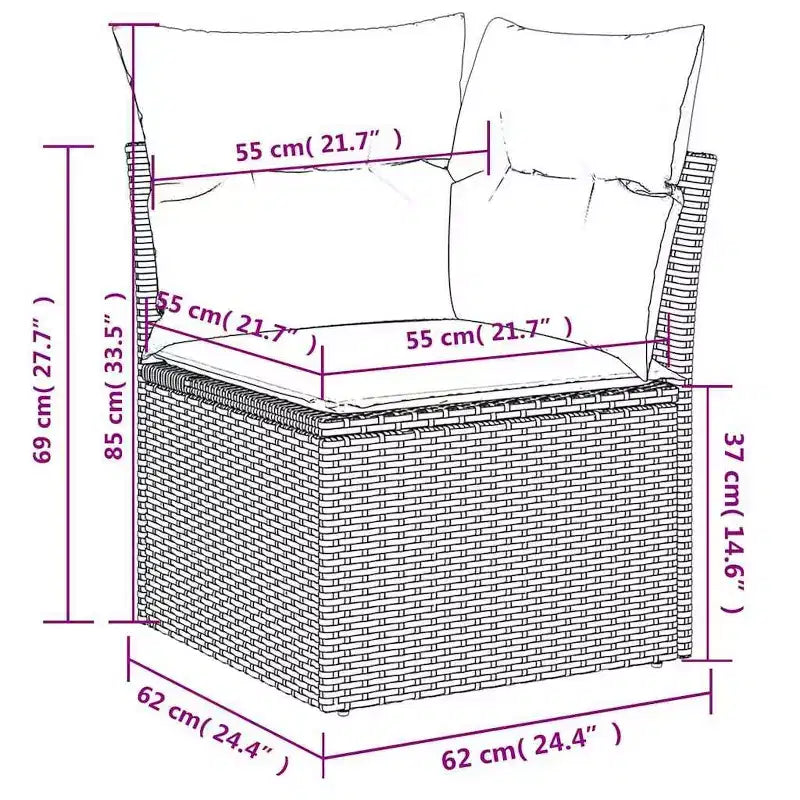 vidaXL Patio Sofa Set Black, Blue