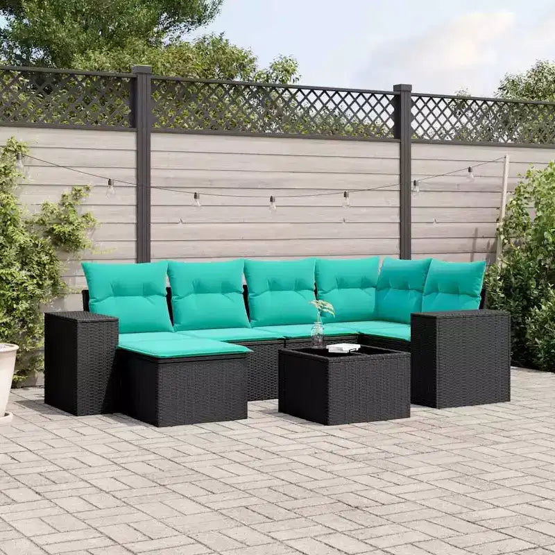 vidaXL Patio Sofa Set Black, Blue