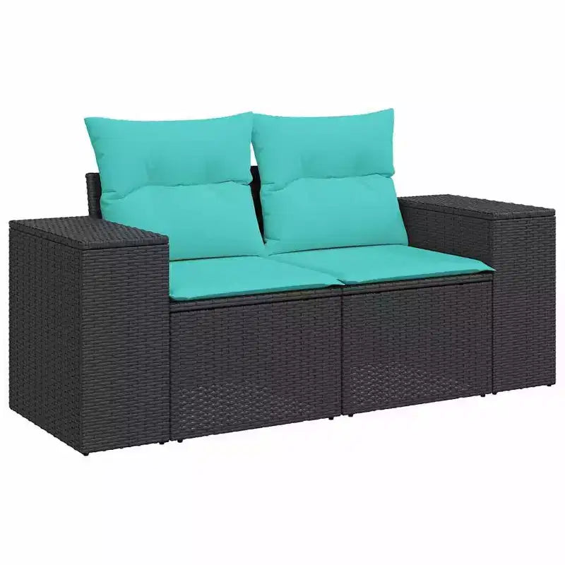 vidaXL Patio Sofa Set Black, Blue