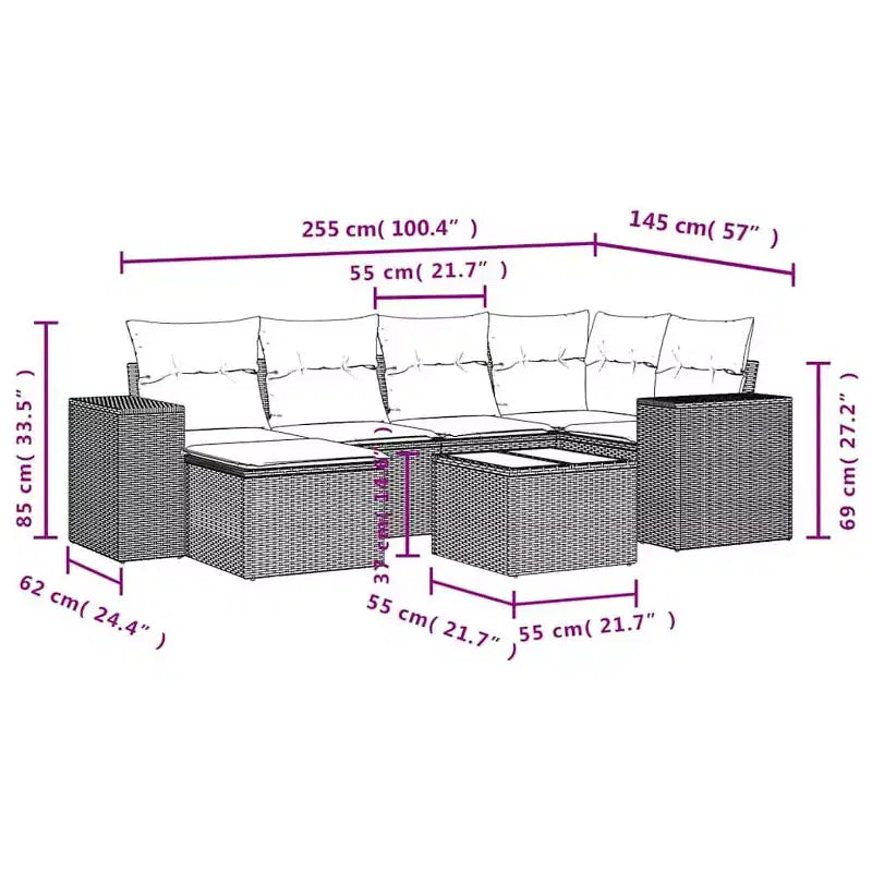 vidaXL Patio Sofa Set Black, Blue