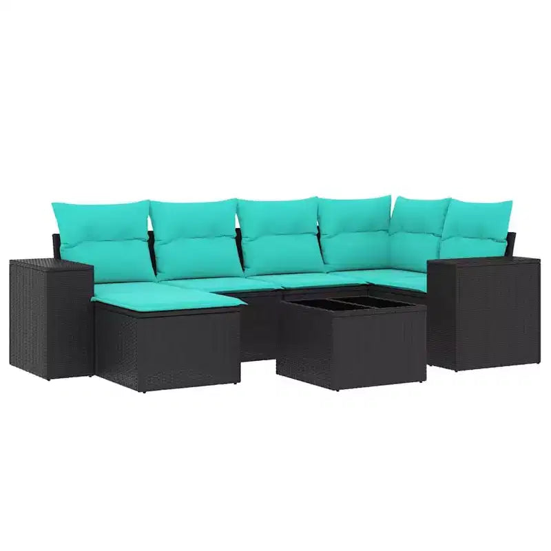 vidaXL Patio Sofa Set Black, Blue