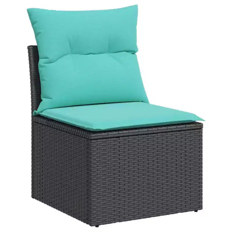 vidaXL Patio Sofa Set Black PE Rattan, Polyester, Powder-Coated Steel