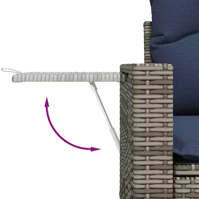 vidaXL Patio Sofa Set Black Sofa, Blue Cushions