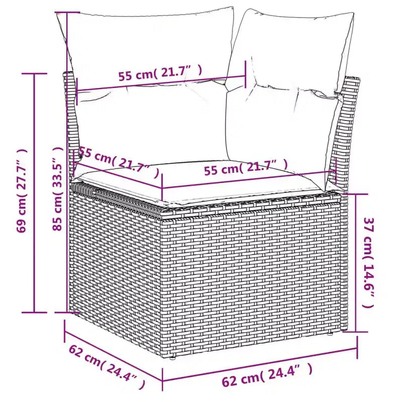 vidaXL Patio Sofa Set Black Sofa, Blue Cushions