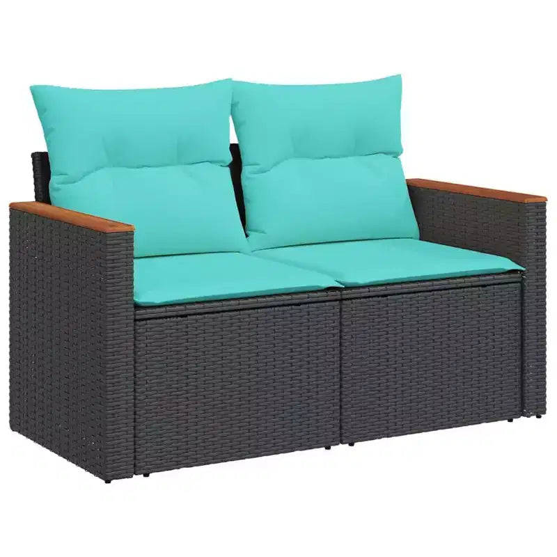 vidaXL Patio Sofa Set Black PE Rattan 10 Piece Modular Patio Sofa Set
