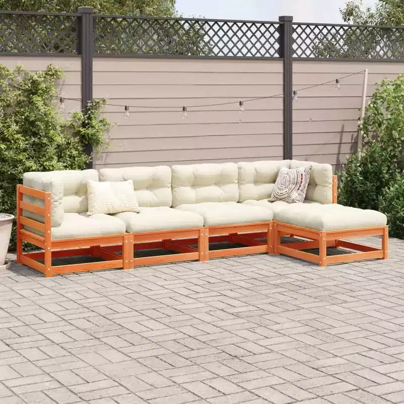 vidaXL Garden Sofa Set Natural wood Solid pine wood Medium Modular