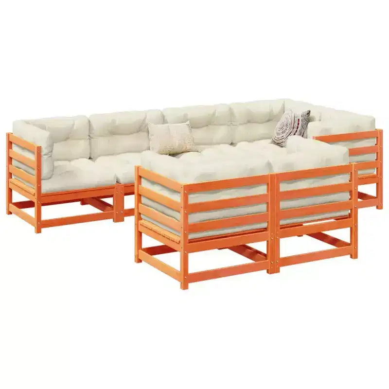 vidaXL Garden Sofa Set Natural Pine Solid Pine Wood Large