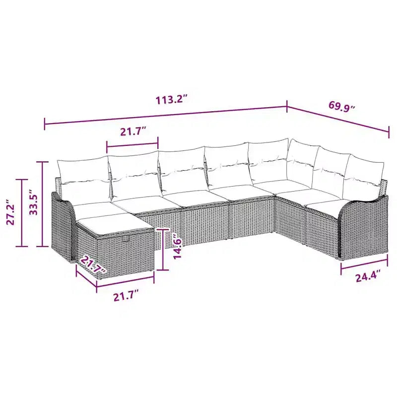 vidaXL Garden Sofa Set 8 pcs Brown and Red 287.5 x 177.5 x 85 cm