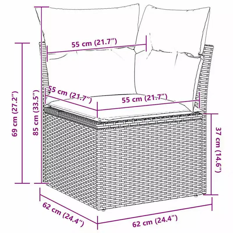 vidaXL Garden Sofa Set with Cushion 5 pcs Brown Poly rattan
