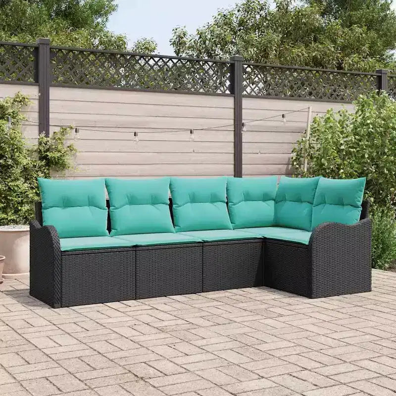 vidaXL Garden Sofa Set with Cushion 5 pcs Brown Poly rattan