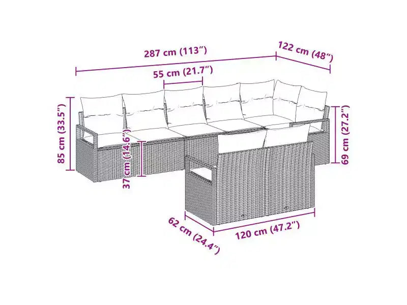 vidaXL Garden Sofa Set 8 pcs Brown Poly rattan