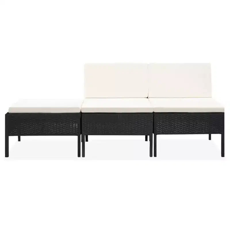 vidaXL Patio Furniture Set 3 Piece Sectional Sofa with Coffee Table Rattan