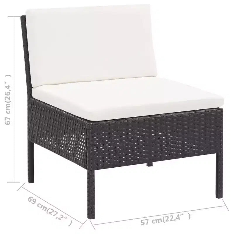 vidaXL Patio Furniture Set 3 Piece Sectional Sofa with Coffee Table Rattan