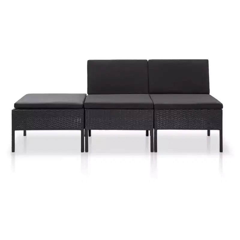 vidaXL Patio Furniture Set 3 Piece Sectional Sofa with Coffee Table Rattan