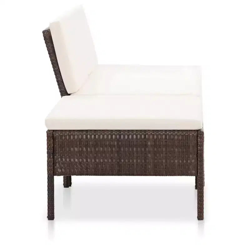 vidaXL Patio Furniture Set 3 Piece Sectional Sofa with Coffee Table Rattan
