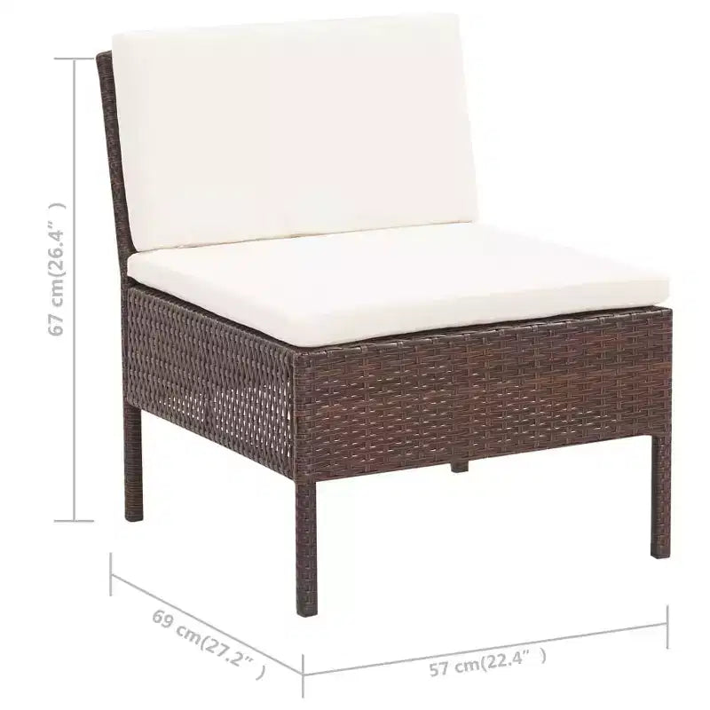 vidaXL Patio Furniture Set 3 Piece Sectional Sofa with Coffee Table Rattan
