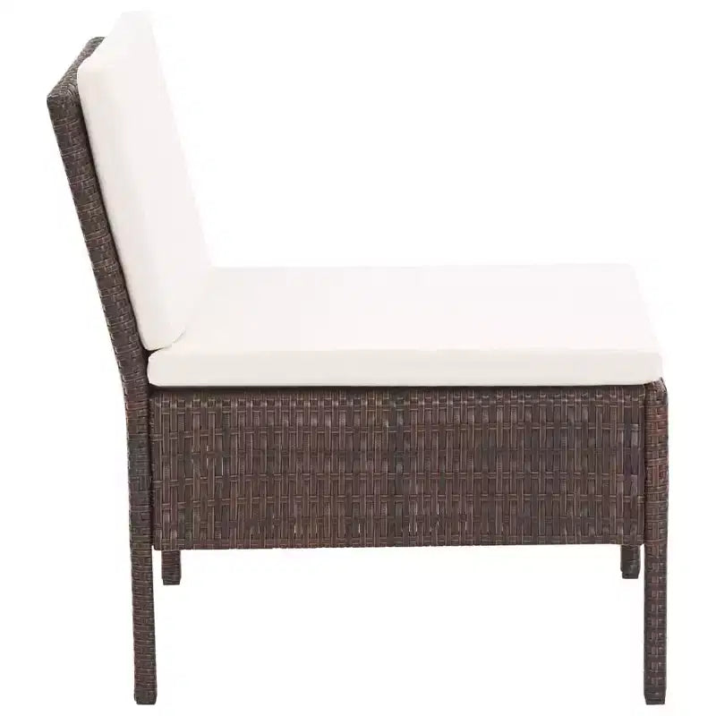 vidaXL Patio Furniture Set 3 Piece Sectional Sofa with Coffee Table Rattan