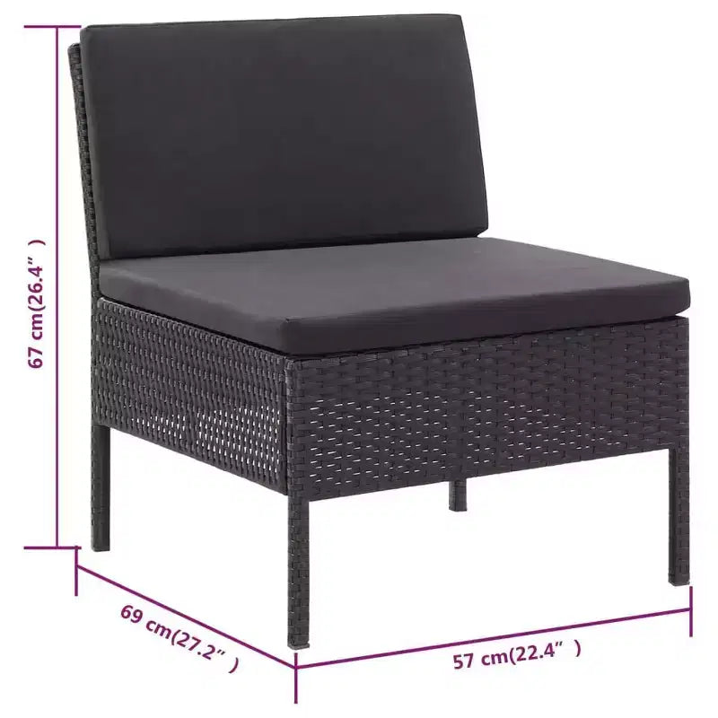 vidaXL Patio Furniture Set 3 Piece Sectional Sofa with Coffee Table Rattan