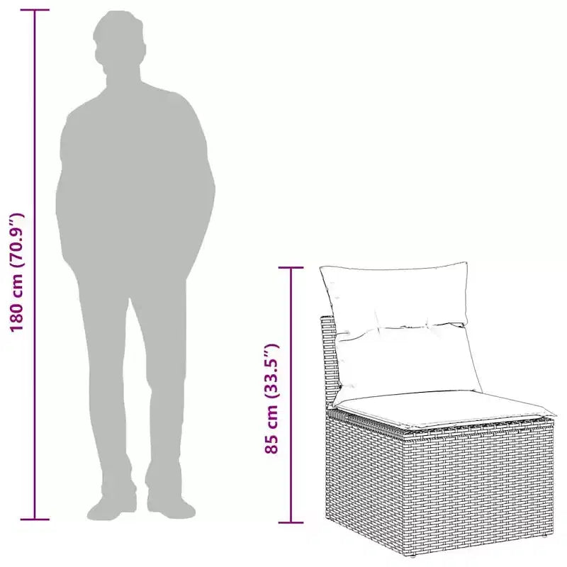 vidaXL 11 Piece Patio Sofa Set with Cushions Gray Poly Rattan