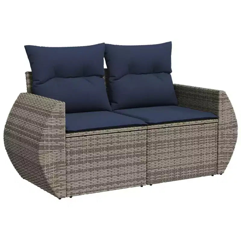 vidaXL 11 Piece Patio Sofa Set with Cushions Gray Poly Rattan