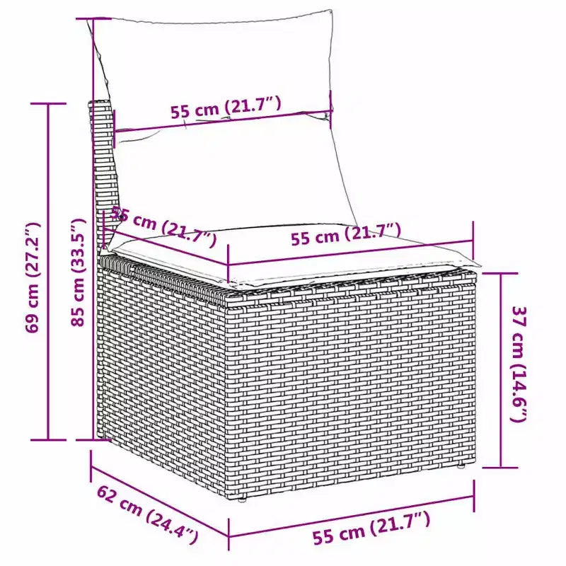 vidaXL 3 Piece Patio Sofa Set with Cushions Poly Rattan