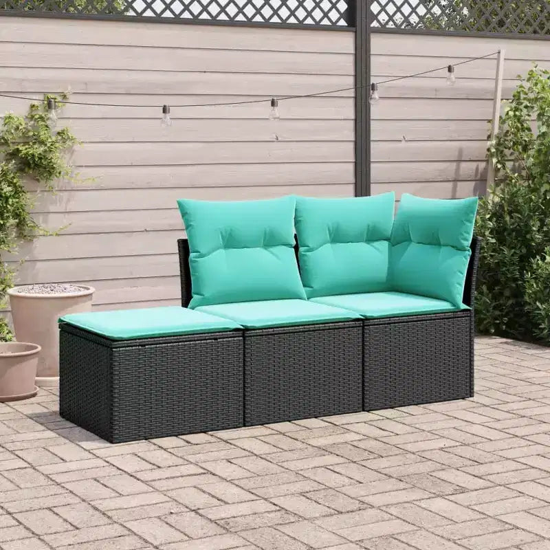 vidaXL 3 Piece Patio Sofa Set with Cushions Poly Rattan