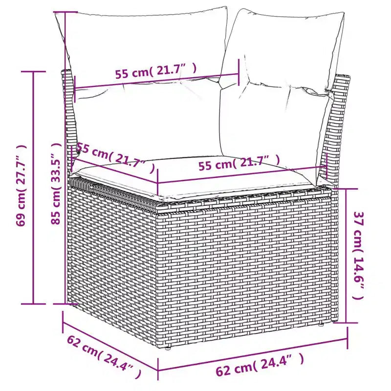 vidaXL 3 Piece Patio Sofa Set with Cushions Poly Rattan