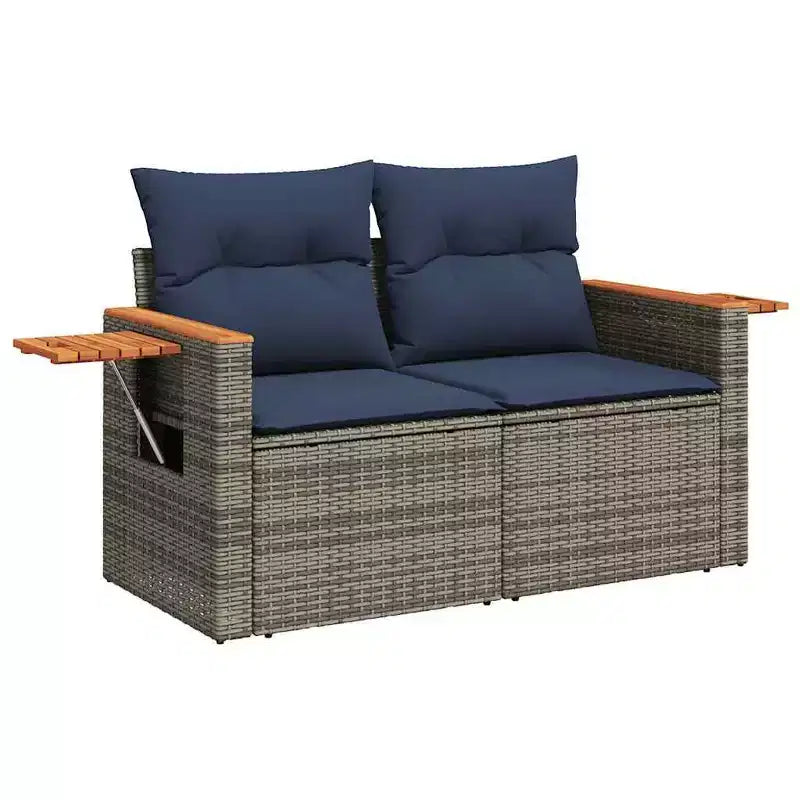 vidaXL 7 Piece Patio Sofa Set with Cushions Black Poly Rattan (US only)