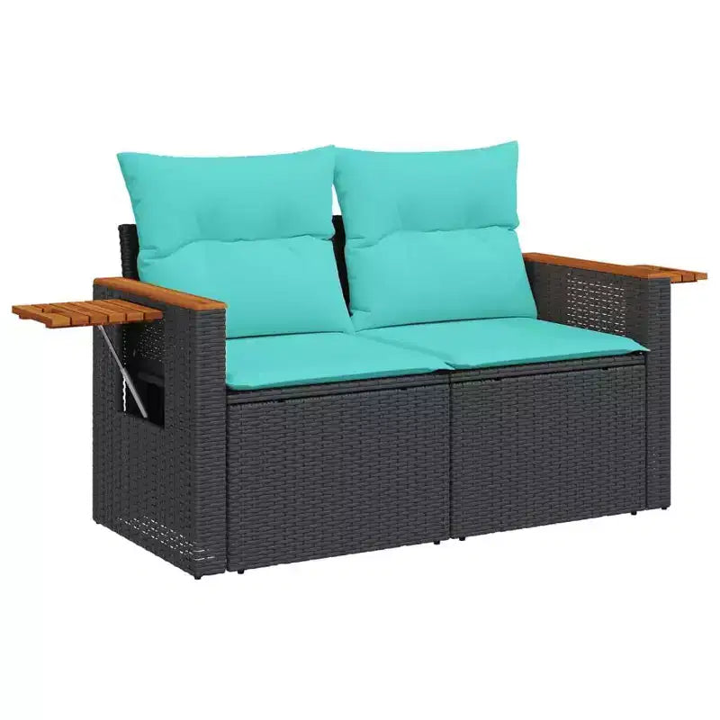 vidaXL 7 Piece Patio Sofa Set with Cushions Black Poly Rattan (US only)