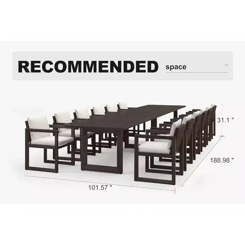 PURPLE LEAF Outdoor Dining Set Aluminum Luxury Patio Furniture Table and Chairs Set with Removable Thick Cushion