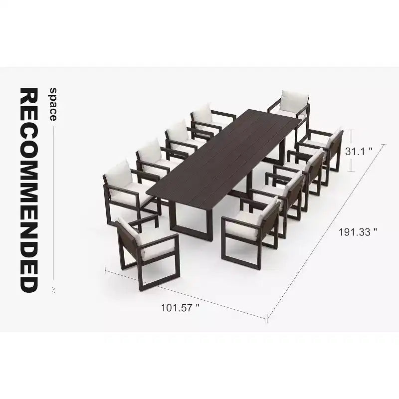 PURPLE LEAF Outdoor Dining Set Aluminum Luxury Patio Furniture Table and Chairs Set with Removable Thick Cushion