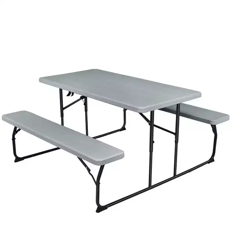 Conjunto plegable de mesa y bancos de picnic para interior y exterior con textura similar a la madera