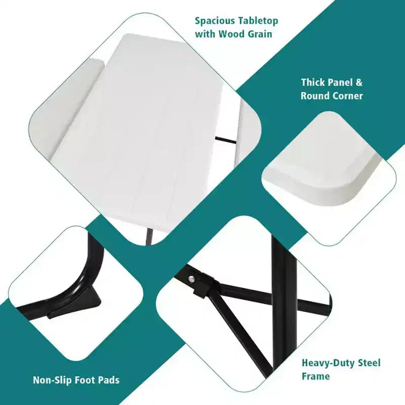 Conjunto plegable de mesa y bancos de picnic para interior y exterior con textura similar a la madera