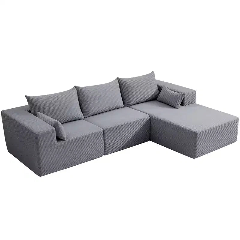 Hyleory Modern L-Shaped Modular Sectional Sofa Set with Chaise, Compressed Packaging