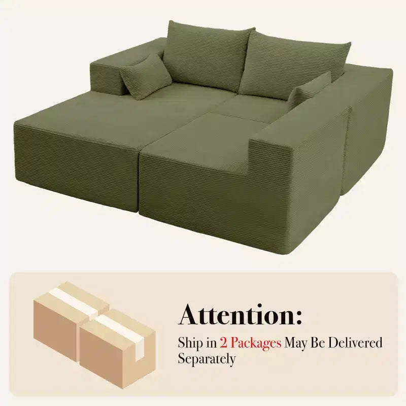 Hyleory Modern L-Shaped Modular Sectional Sofa Set with Chaise, Compressed Packaging