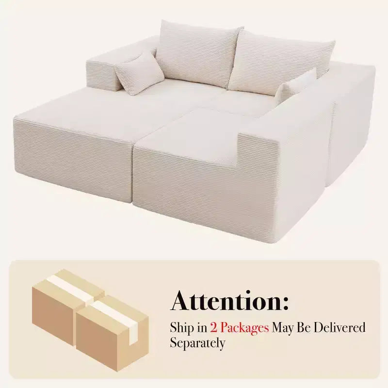 Hyleory Modern L-Shaped Modular Sectional Sofa Set with Chaise, Compressed Packaging