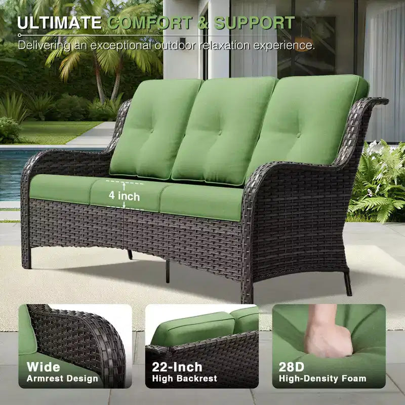 UPTIOT Premium 7-Piece Outdoor Set with 2-in-1 Fire Pit Table, 3-Seater Sofa, 2 Swivel Chairs & Loveseate