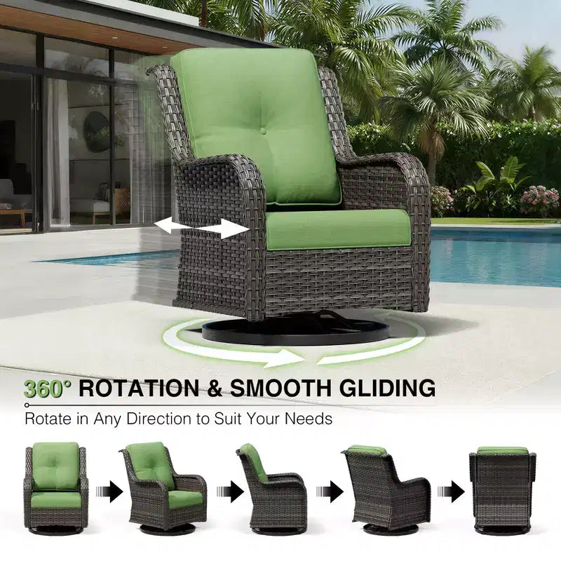 UPTIOT Premium 7-Piece Outdoor Set with 2-in-1 Fire Pit Table, 3-Seater Sofa, 2 Swivel Chairs & Loveseate