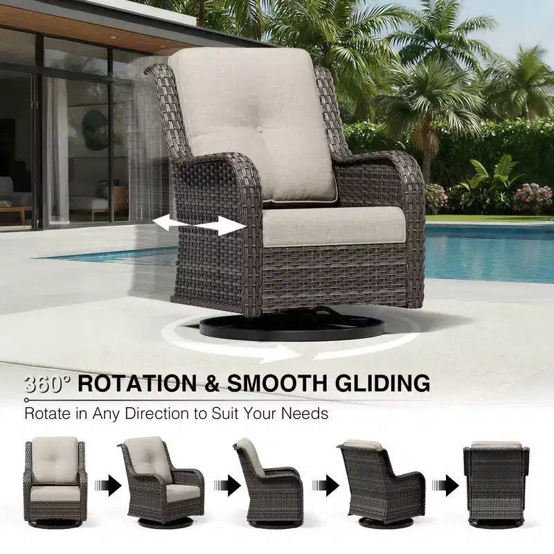 UPTIOT Premium 7-Piece Outdoor Set with 2-in-1 Fire Pit Table, 3-Seater Sofa, 2 Swivel Chairs & Loveseate
