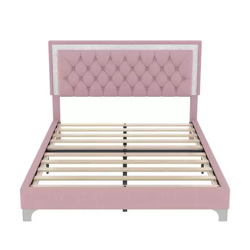 Whisen 3-Pieces Sets, Queen Size Upholstered Platform Bed and Two Nightstands