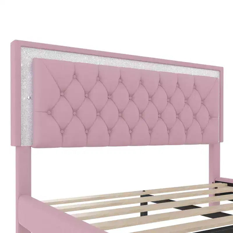 Whisen 3-Pieces Sets, Queen Size Upholstered Platform Bed and Two Nightstands