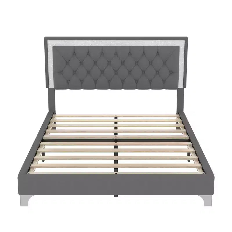 Whisen 3-Pieces Sets, Queen Size Upholstered Platform Bed and Two Nightstands