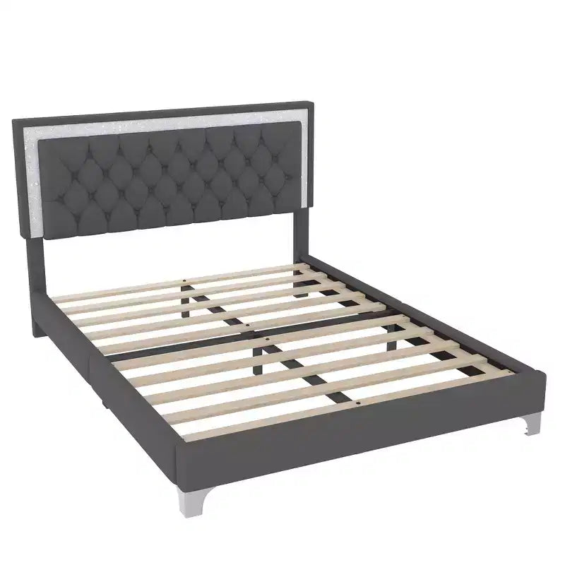 Whisen 3-Pieces Sets, Queen Size Upholstered Platform Bed and Two Nightstands
