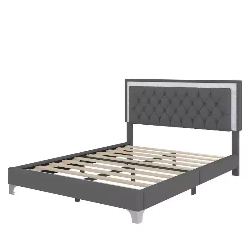 Whisen 3-Pieces Sets, Queen Size Upholstered Platform Bed and Two Nightstands